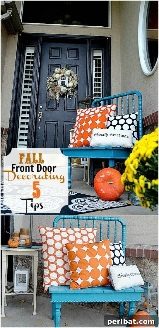 Pretty Fall Polka Dot Themed Front Porch