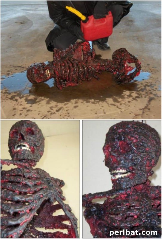 25 Spine-Chilling DIY Creations for Your Most Frightening Halloween 11 Grotesque Charred Corpse