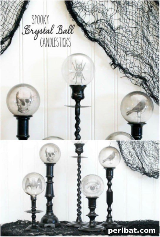 25 Spine-Chilling DIY Creations for Your Most Frightening Halloween 14 DIY Crystal Ball Candlesticks