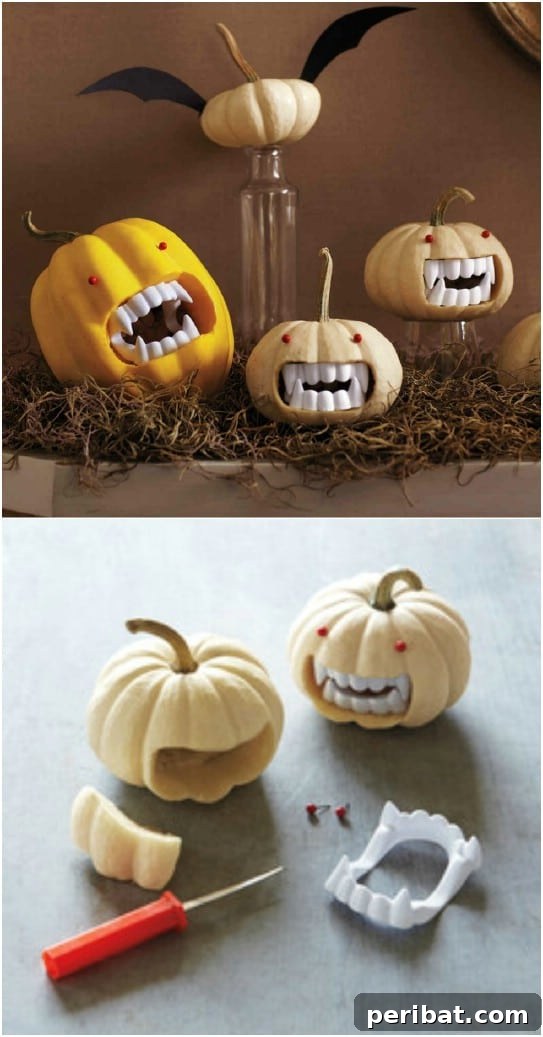 25 Spine-Chilling DIY Creations for Your Most Frightening Halloween 23 Fanged Mini Vampire Pumpkins