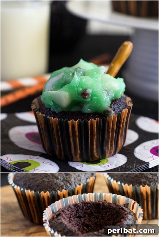 Frightfully Delicious: 30 Halloween Cupcakes for Your Ultimate Spooky Bash 14 Witch’s Brew Cupcakes – Gluten Free Recipe!