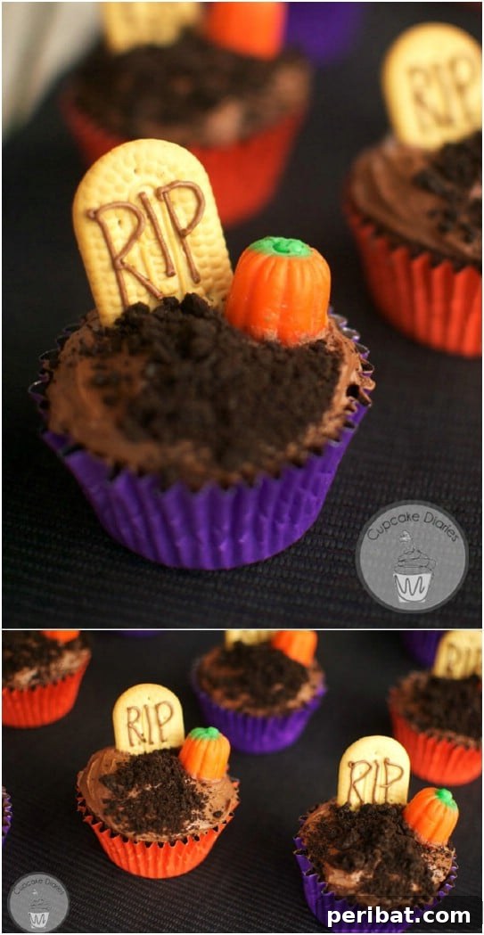 Frightfully Delicious: 30 Halloween Cupcakes for Your Ultimate Spooky Bash 16 Eerie Graveyard Cupcakes