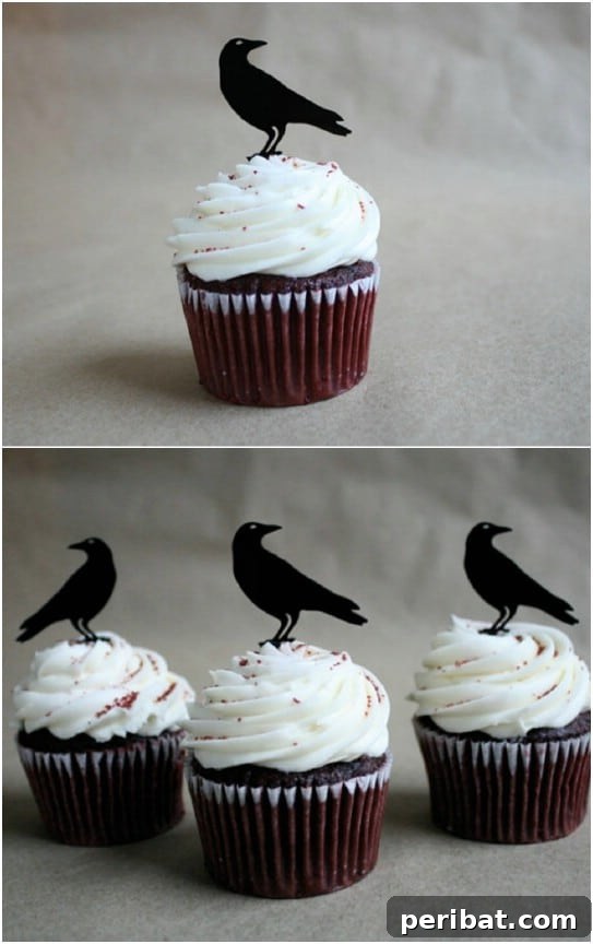 Frightfully Delicious: 30 Halloween Cupcakes for Your Ultimate Spooky Bash 25 Quoth The Raven Cupcakes