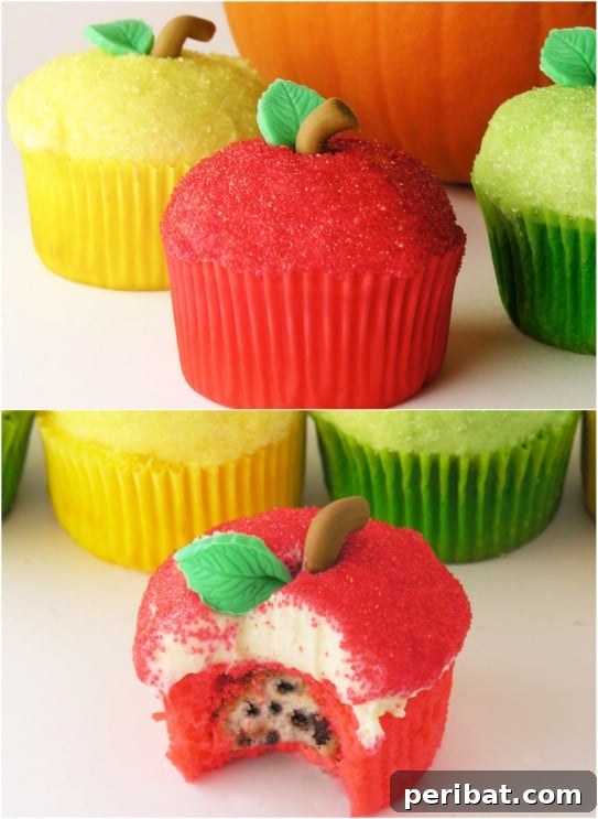 Frightfully Delicious: 30 Halloween Cupcakes for Your Ultimate Spooky Bash 4 Sparkly Apple Cupcakes