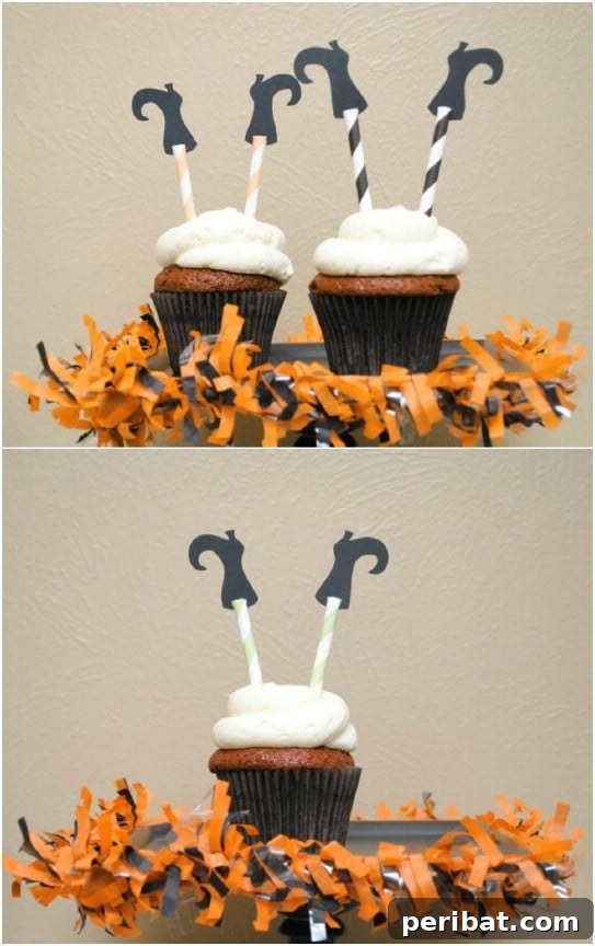 Frightfully Delicious: 30 Halloween Cupcakes for Your Ultimate Spooky Bash 32 Funny Witch’s Leg Cupcakes