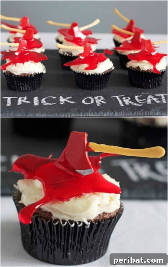 Frightfully Delicious: 30 Halloween Cupcakes for Your Ultimate Spooky Bash 6 Ax Murderer Cupcakes