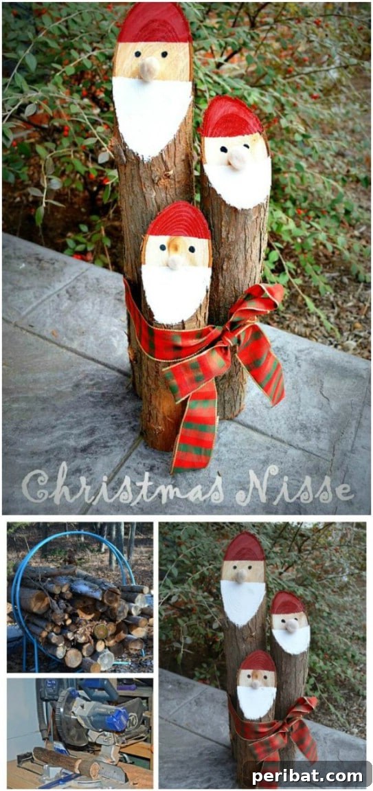 Upcycled Santa Logs Christmas Decor