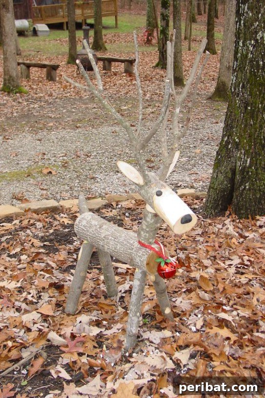 Reclaimed Log Reindeer Decoration