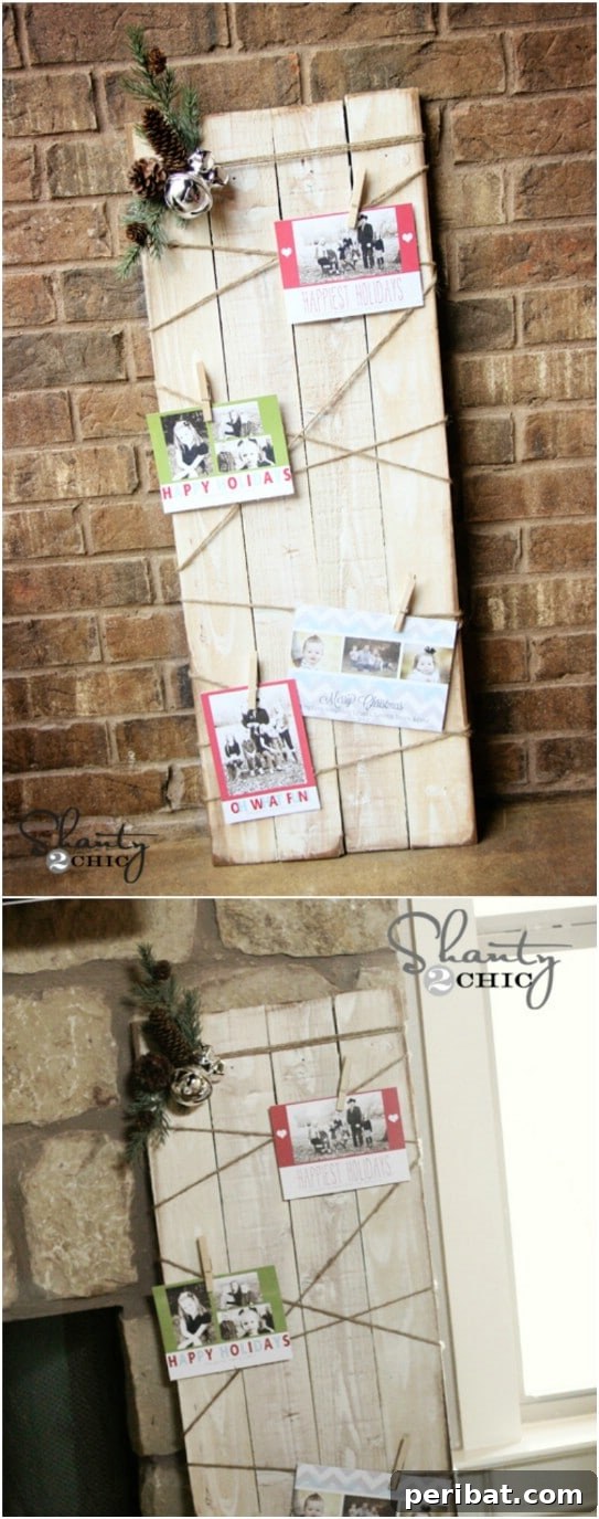Rustic DIY Christmas Card Display from Pallet Wood