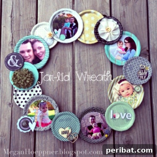 Charming DIY Photo Jar Lid Wreath Wedding Decoration