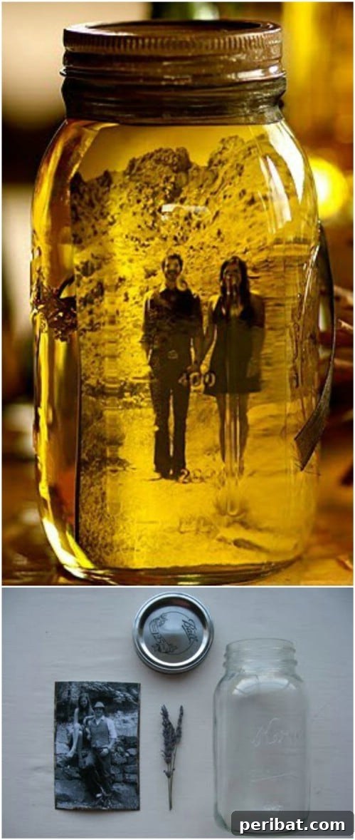 Illuminating Decorative Mason Jar Photo Frames for Outdoor Weddings