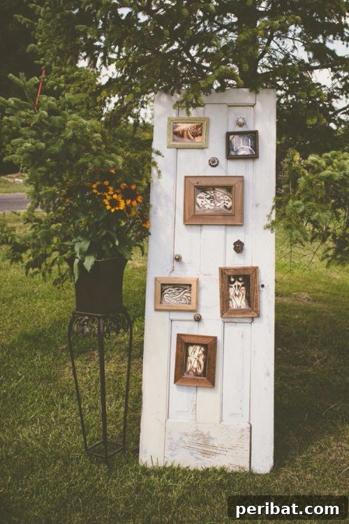 Grand Repurposed Door Wedding Photo Display for Rustic Themes