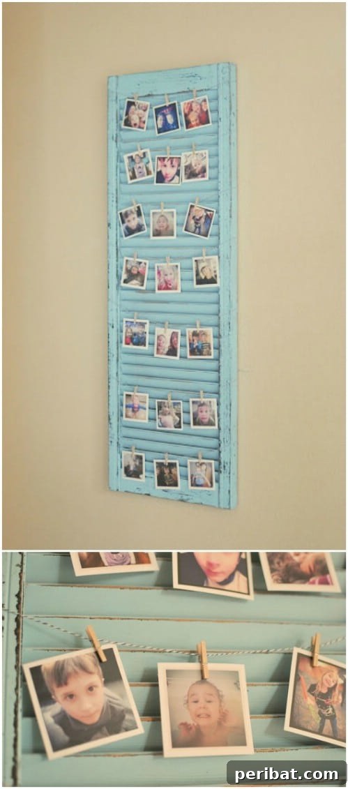 Artistic Upcycled Shutter Picture Display for Wedding Photos
