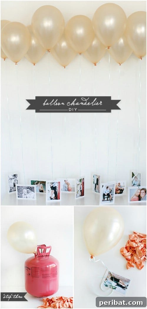 Whimsical Balloon Photo Chandelier for Wedding Reception