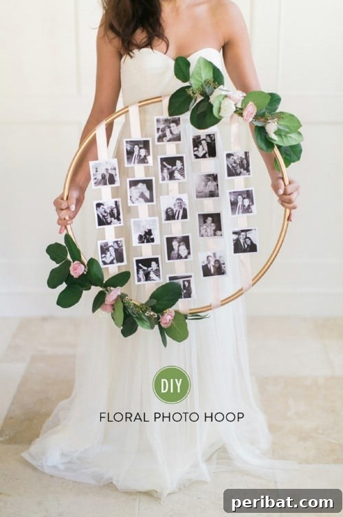 Whimsical Floral Hoop Photo Board Wedding Decor
