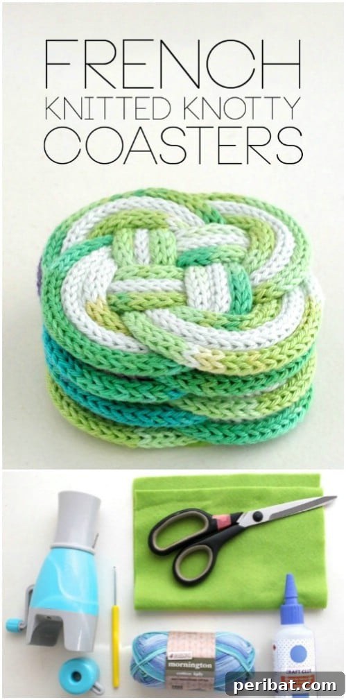 Speedy Knits: 25 Adorable Christmas Gift Ideas 20 French Knit Knotted Coasters, a unique home decor gift