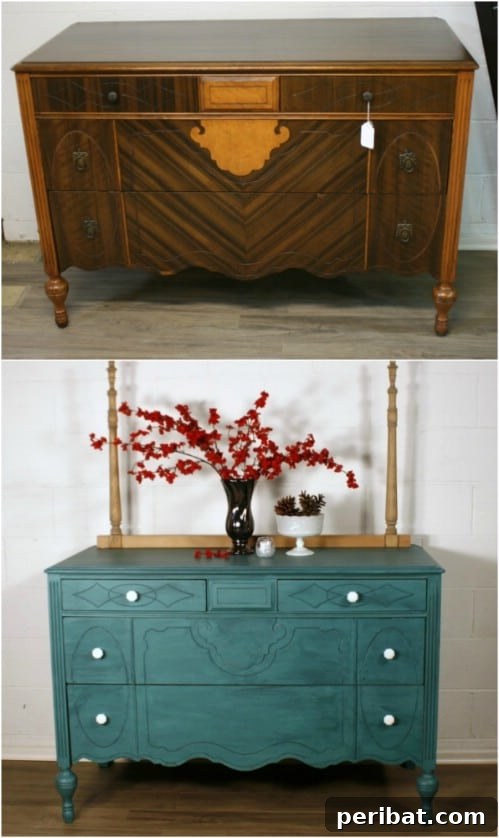 Detailed tutorial on achieving a beautiful teal color wash finish for wooden dressers, transforming old furniture.