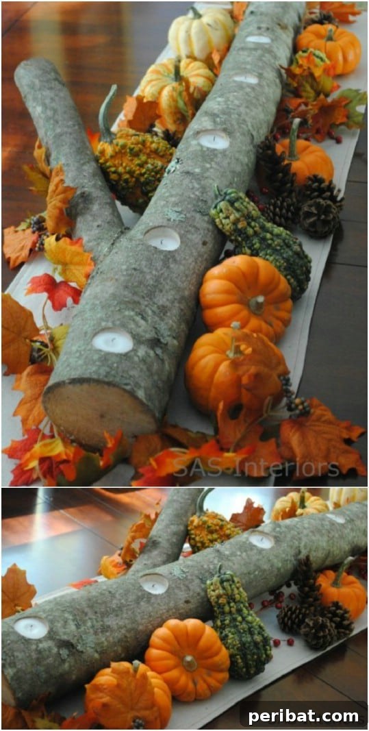 Rustic Log Candle Holder