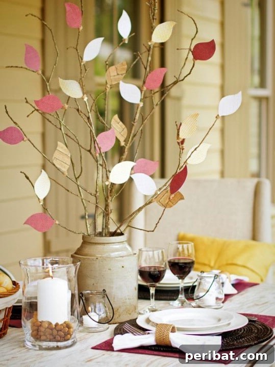 DIY Fall Paper Leaf Centerpiece