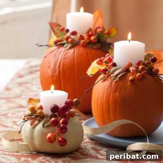 Carved Pumpkin Candleholders