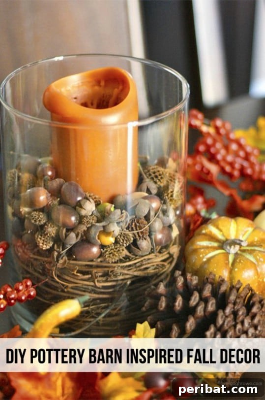 Pottery Barn Inspired Candle Centerpiece