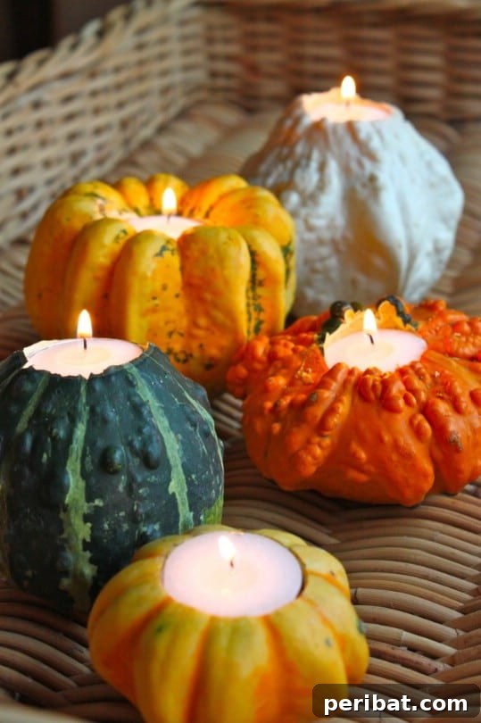 Carved Gourd Candle Holders