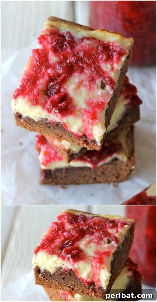 Cheesecake Brownies From Leftover Cranberry Sauce