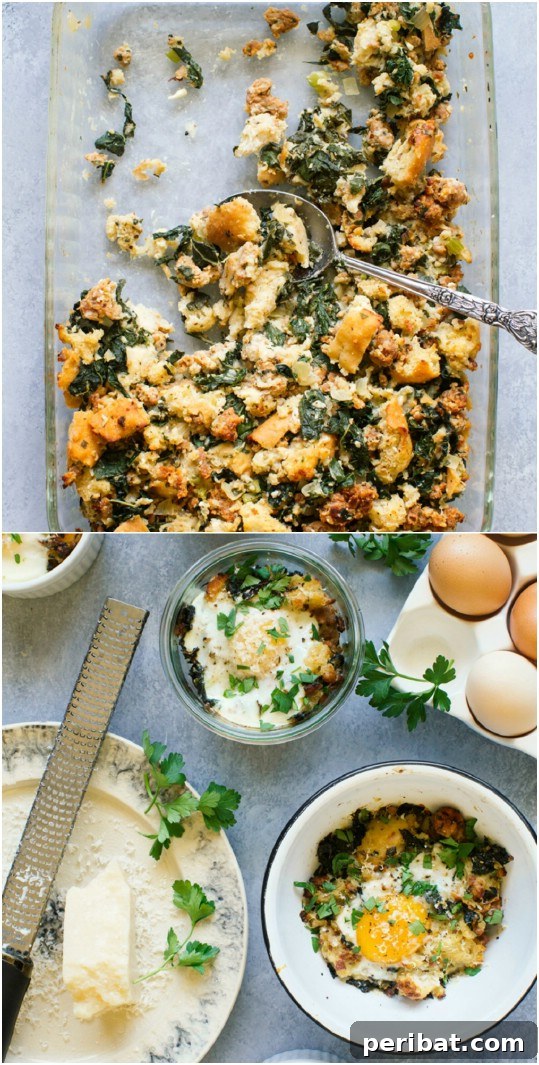 Leftover Stuffing Baked Eggs