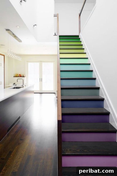 50 Ombre Home Decor Projects to Transform Your Home with Gradient Splendor 15 Turn your staircase into a rainbow.