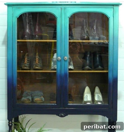 50 Ombre Home Decor Projects to Transform Your Home with Gradient Splendor 21 You can also paint a glass display cabinet.