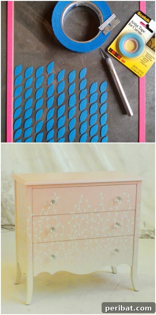 50 Ombre Home Decor Projects to Transform Your Home with Gradient Splendor 24 Use masking tape to create a design.