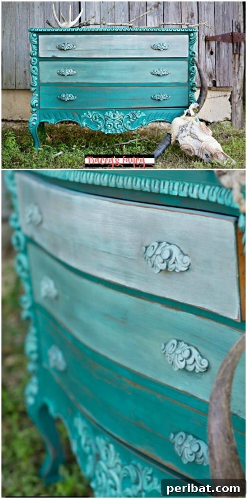 50 Ombre Home Decor Projects to Transform Your Home with Gradient Splendor 25 Here is yet another gorgeous teal ombre dresser.