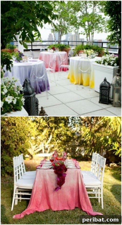 50 Ombre Home Decor Projects to Transform Your Home with Gradient Splendor 30 Dip-dying looks great on tablecloths too.