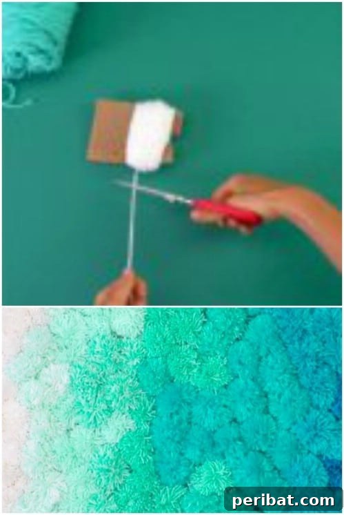 50 Ombre Home Decor Projects to Transform Your Home with Gradient Splendor 35 Make an ombre rug out of pom poms.