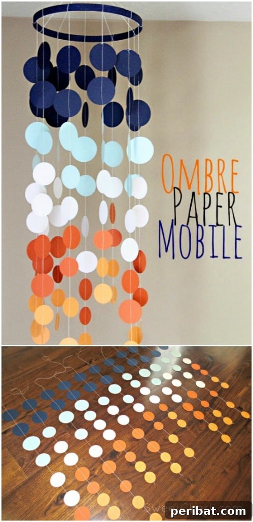 50 Ombre Home Decor Projects to Transform Your Home with Gradient Splendor 36 Make an ombre paper mobile.