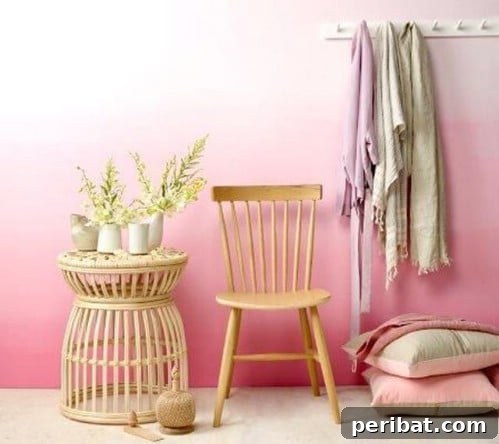 50 Ombre Home Decor Projects to Transform Your Home with Gradient Splendor 5 Dreamy walls in pink.