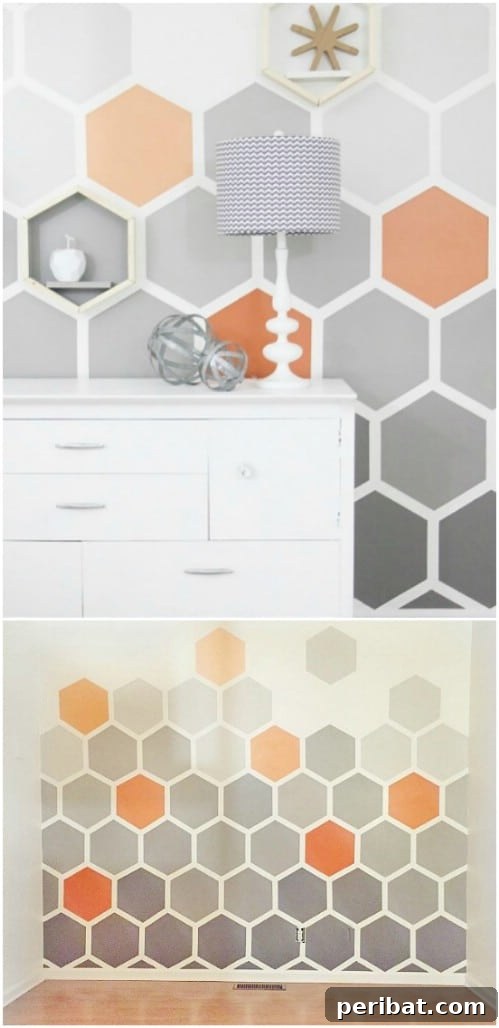50 Ombre Home Decor Projects to Transform Your Home with Gradient Splendor 41 Cover your wall in ombre hexagons.