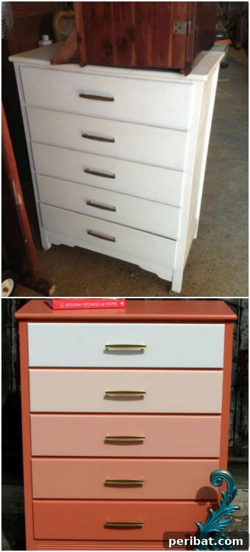 50 Ombre Home Decor Projects to Transform Your Home with Gradient Splendor 43 Here is exactly how you can paint an ombre dresser.