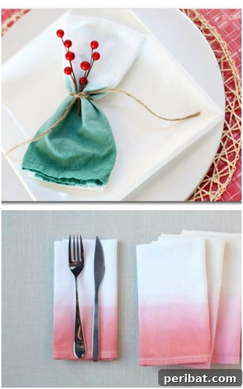 50 Ombre Home Decor Projects to Transform Your Home with Gradient Splendor 47 Dip-dye your napkins.