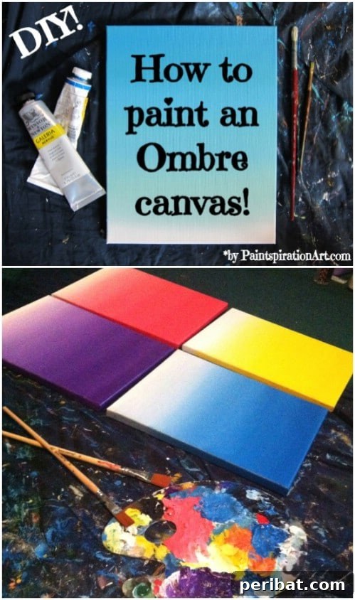 50 Ombre Home Decor Projects to Transform Your Home with Gradient Splendor 48 Paint an ombre canvas.
