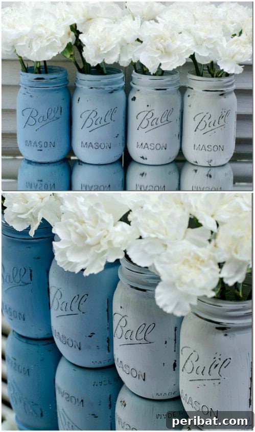 50 Ombre Home Decor Projects to Transform Your Home with Gradient Splendor 49 Make ombre mason jars.