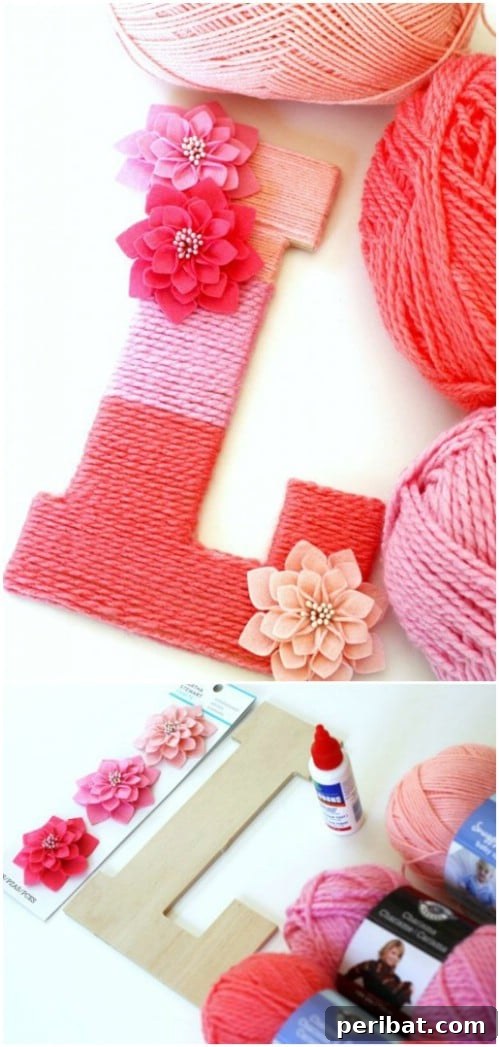 50 Ombre Home Decor Projects to Transform Your Home with Gradient Splendor 52 Make a monogrammed letter wrapped in ombre yarn.