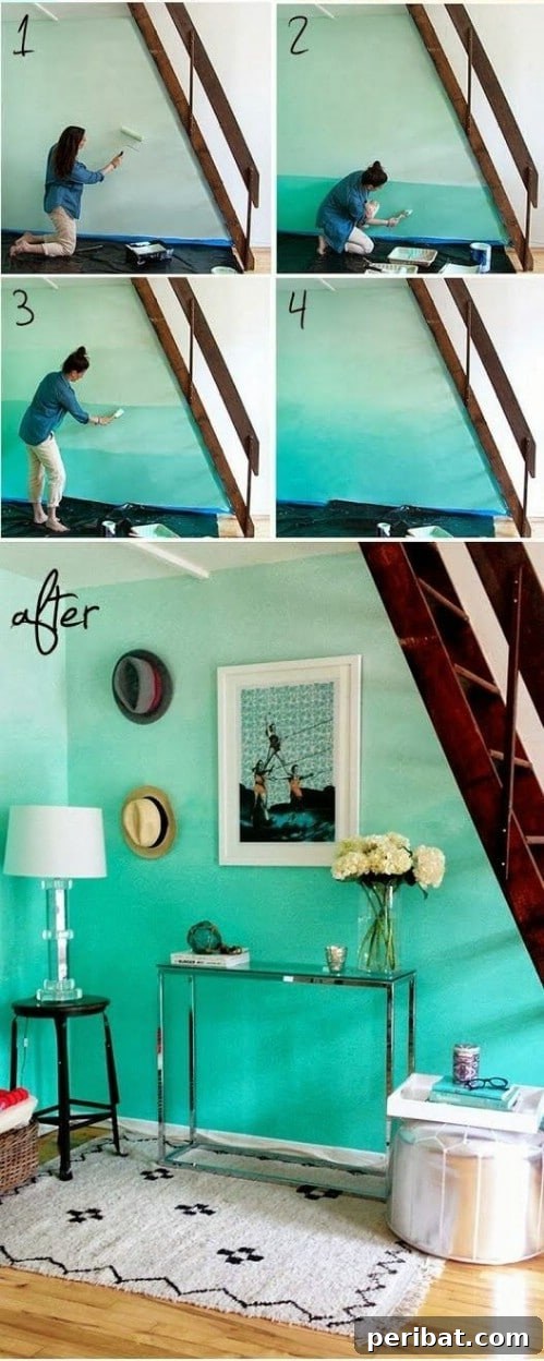 50 Ombre Home Decor Projects to Transform Your Home with Gradient Splendor 10 These ombre walls evoke the ocean.