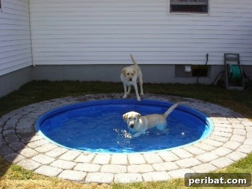 Small children's pool partially sunken into the ground for a custom look