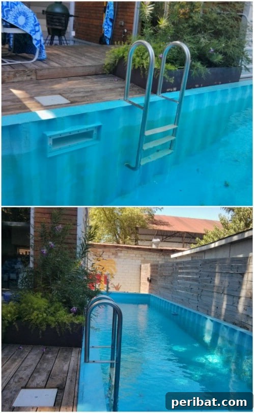 Swimming pool made from a repurposed shipping container