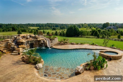 Luxurious, custom-designed swimming pool with stunning landscaping