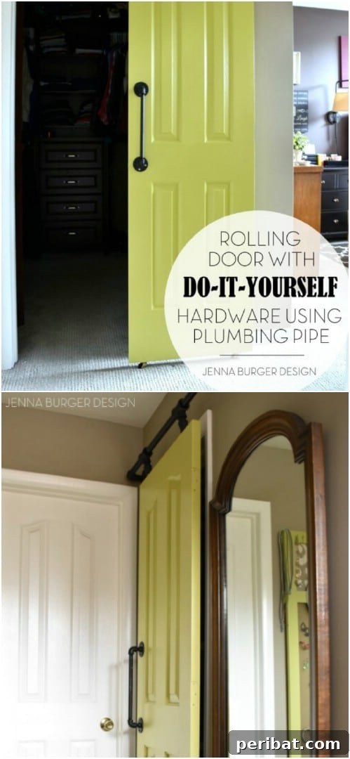 Elevate Your Home: 60 DIY Barn Door Projects for Farmhouse Style 18 Make a Barn Door and Track Using Plumbing Pipes