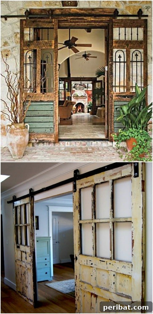 Elevate Your Home: 60 DIY Barn Door Projects for Farmhouse Style 19 Distressed Wood Double Barn Door