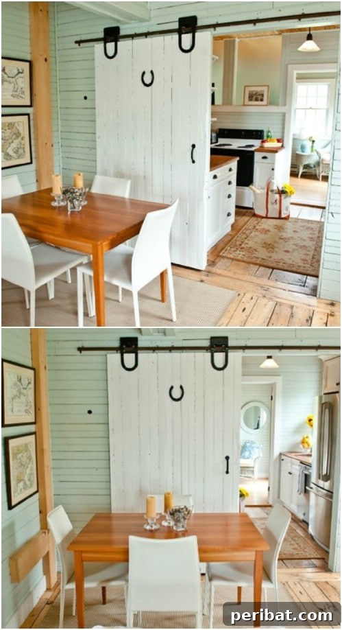 Elevate Your Home: 60 DIY Barn Door Projects for Farmhouse Style 22 Cute Kitchen Barn Door with Horseshoe
