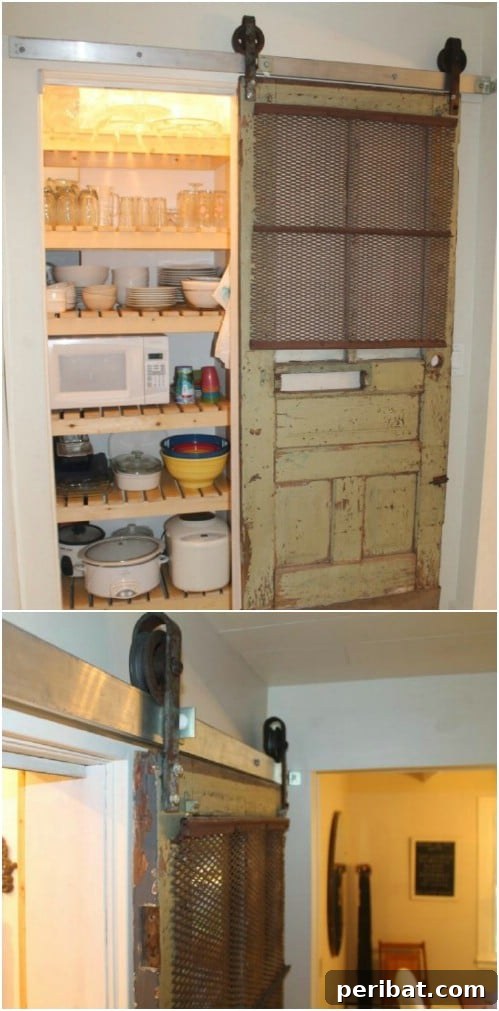 Elevate Your Home: 60 DIY Barn Door Projects for Farmhouse Style 29 Vintage Sliding Barn Door Pantry Makeover